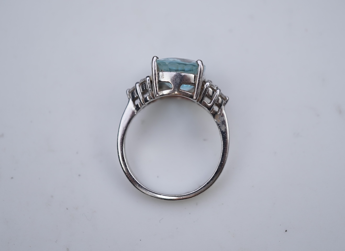 An aquamarine and diamond ring